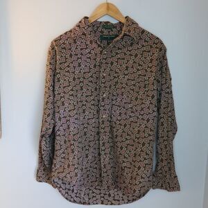 Embassy Row Women's Button Up Shirt M Brown 1990s Single Needle Tailoring